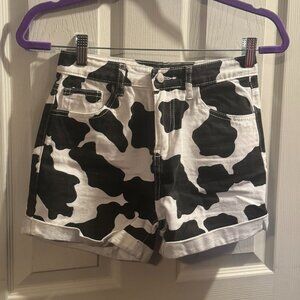 cow print shorts - girl's size 12 (+ free bonus top)